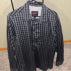 Egara Dark Gray Checkered Button Down Shirt